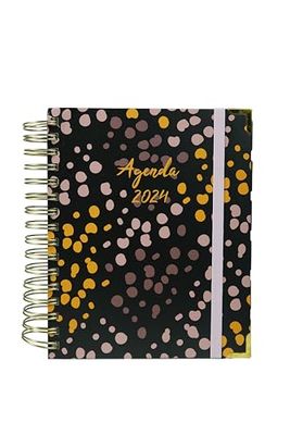 Agenda scolaire Page par jour | Idéal pour les enseignants et les élèves | Couleur noire | Dimensions 2,5 x 20 x 21,5 cm - Sweet Color