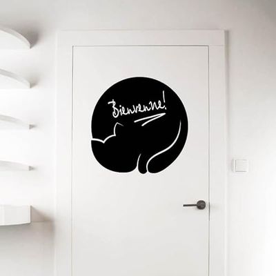 Ambiance - Adhesivo decorativo para pared, diseño de gato, 75 x 75 cm, color negro