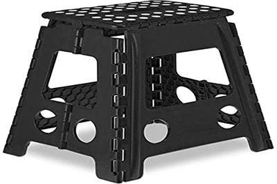 Relaxdays opstapje inklapbaar, 40 cm hoog, 1 trede, tot 120 kg, kunststof opstapkrukje antislip, keuken, caravan, zwart