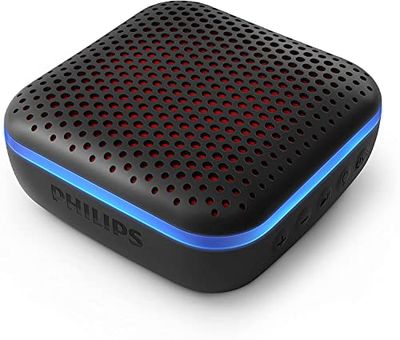 Philips Audio Enceinte Bluetooth, Enceinte Portable avec lumières LED (Microphone intégré, Robuste et étanche IPX7, 10 Heures de Lecture, Portée 20m) Noir TAS2505B/00
