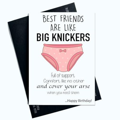Peachy Antics Biglietto di compleanno divertente per migliore amico Best Friends Are Like Big Knickers Full of Support divertente scherzo biglietto di compleanno per amico per Bestie BestFriend AP142