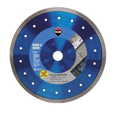 RUBI | Disco de diamante para Porcelânico TURBO VIPER (TVA), disco para trituradora de 125 mm para corte de materiais com espessuras de >20 mm, apenas para corte reto