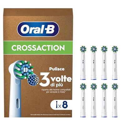 Oral-B Testine Di Ricambio per Spazzolino Elettrico, 8 Testine Pro Cross Action, Confezione Adatta Alla Buca Delle Lettere