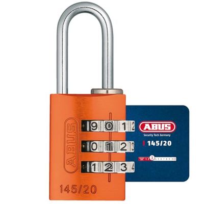 ABUS Cijferslot 145/20 oranje - kofferslot, kastslot en nog veel meer - aluminium hangslot - individueel instelbare cijfercode - ABUS veiligheidsniveau 3