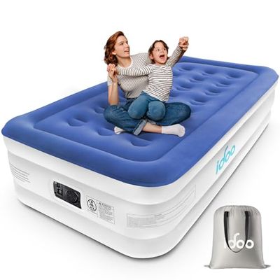 iDOO Matelas Gonflable, lit Gonflable avec Pompe intégrée, Auto-gonflage/dégonflage Rapide en 3 Minutes,avec revêtement Confortable,Idéal en Camping 99 x 190 x 46 cm 250kg Max, 1 Personne, Bleu