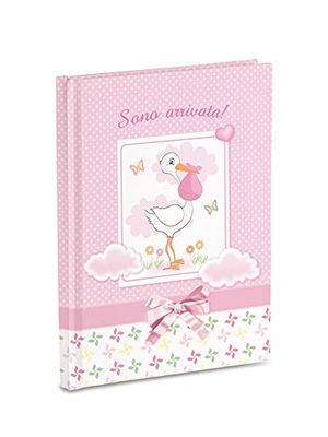 Journal souvenirs du nouveau-né 17 x 24 cm, Cigogne Sont Arrivée Rose