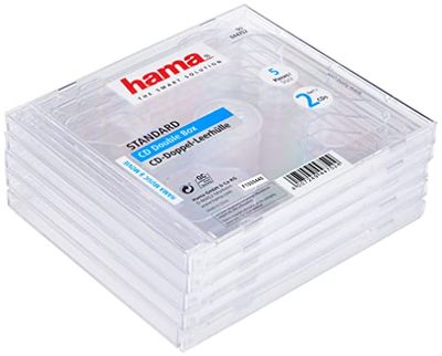 Hama 044752 | Caixa para guardar 2 CDs, embalagem de 5 unidades, guarda até 10 CDs, cor transparente