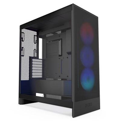 NZXT H7 Flow RGB | Mid-Tower ATX Airflow Case with RGB Fans | Supports Bottom Fans for Direct GPU Cooling | Includes 360mm RGB Single-Frame Fan Unit | Cable Management | Black