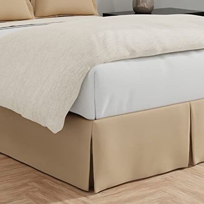 Bed Maker’s Never Lift Your Mattress Wrap Around Bed Skirt, Classic Style, Low Maintenance Wrinkle Resistant Fabric, Traditional 14 Inch Drop Length, California King, Mocha