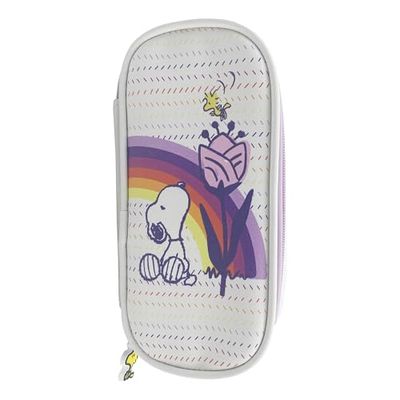 Snoopy Pennenetui, make-up-make-uptas, schrijfwaren, kantoor, schoolmateriaal, organizer, beige, officieel product (CyP Brands)