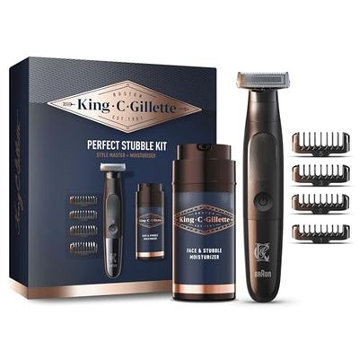 King C. Gillette Style Master KIT REGOLABARBA UOMO e CREMA IDRATANTE VISO E BARBA, Ideale per la Cura della Barba, Confezione IDEA REGALO, Set Barba Uomo PROFESSIONALE