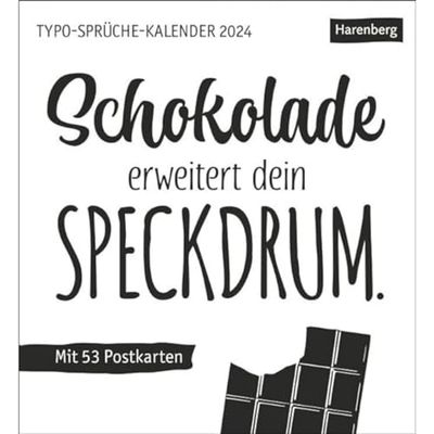 Typo-Sprüche-Kalender Postkartenkalender 2024. Wochenkalender mit originellen Sprüchen in Schwarz-weiß. Postkarten-Tischkalender mit 53 perforierten ... Verschicken: Wochenkalender mit 53 Postkarten