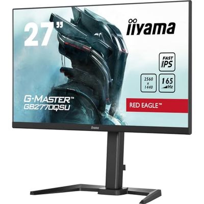 iiyama G-Master GB2770QSU-B5 27 Inch Fast (FLC) IPS LCD, 165 Hz, 0.5 ms, FreeSync Premium Pro HDR 400, 2560 x 1440, 1 x HDMI, 1 x DisplayPort, 2 x USB, 2 x 2 W Speakers, 150 mm HA Stand