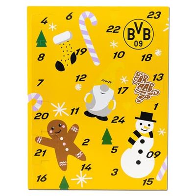 Borussia Dortmund unisex – vuxen BVB strumpor adventskalender 2024, flerfärgad, 39–44