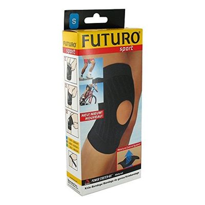 FUTURO Vochtregulerende kniebandage, maat S (33-38,1 cm) – biedt ondersteuning bij stijfheid, zwakke of gewonde knieën, ademend, met klittenbandsluitingen en patella-opening