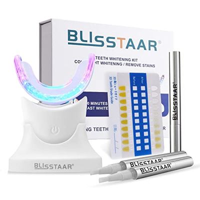 Kit Blanchiment Dentaire Blancheur Dents - Blisstaar Teeth Whitening Professionnel avec 32X LED Lampe de Blanchissement 3Pcs Stylo Gel Blanchisseur pour Blanchir les Dents Rapidement