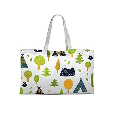 Bonamaison Printed Tote Bag, Reusable Grocery Bag, Shopping Bag, Machine Washable, Foldable, Canvas Cloth Bag with Handles, 47x42 Cm
