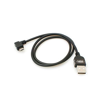 System-S Micro USB 2.0 Cable acodado 90 Grados ángulo Conector (Izquierda/Male) Adaptador Cable de Datos y Cable de Carga, 50 cm
