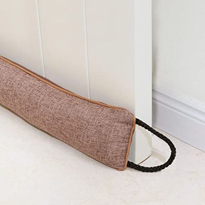 Marwood - Boudin de Porte de 81,3 cm, Amovible et Lavable, bloqueur de Bruit Triangulaire pour Bas de Porte avec Boucles de Suspension - Marron