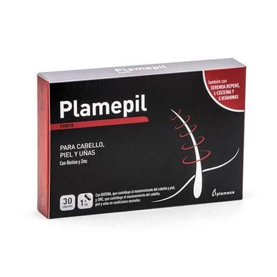 Plameca Plamepil Forte Mantén tu Cabello, Piel y Uñas con Serenoa Repens, L-Cisteína y Biotina, Sin Gluten, 30 Cápsulas Vegetales