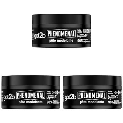 Schwarzkopf - Got2b - PhenoMENal - Pâte Modelante Cheveux - Ne Colle Pas - Résultat Naturel - Fixation Contrôlée - Coiffant Cheveux - Pot 100 ml (Lot de 3)