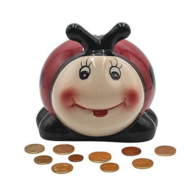 Dekohelden24 Ceramic Ladybird Bug – Beetle Money Saving Box, Size L/W/H: Approx. 15 x 13 x 12 cm, 15 cm