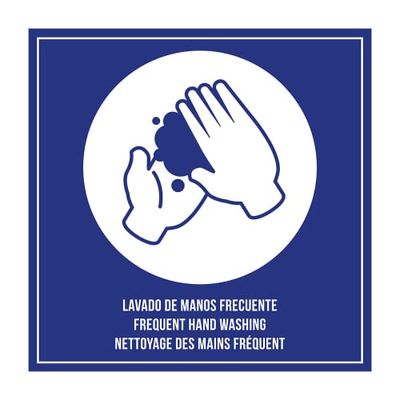 García de Pou Placa Autoadhesiva ''Lavado De Manos Frecuente'' 12X12 Cm Azul Metacrilato