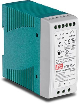 TRENDnet 60 W Single Output Industrial DIN-Rail Power Supply, Universal AC Input, Extreme -20 to 70 °C (-4 to 158 °F) Operating Temp, TI-M6024