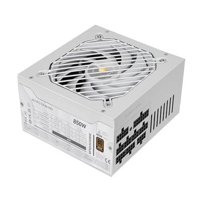 MARS GAMING MPB850SIM, Alimentation ATX 850W Full Modulaire, Garantie 7 Ans, 80Plus Bronze 230V EU, 90% Efficacité, Ventilateur SI Extreme Silence 140mm, Technologies AI2-RPM, DC-DC et SMD, Blanc
