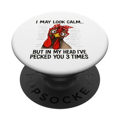 Poule Sarcastique mème rétro Humour Ferme PopSockets PopGrip Adhésif