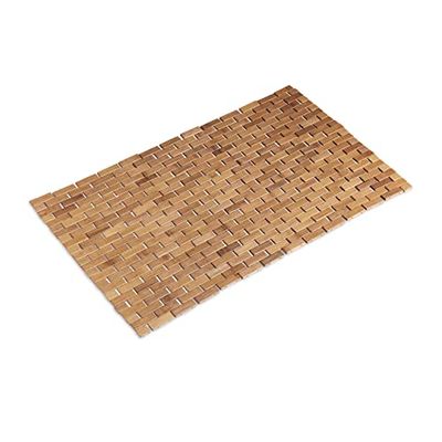 Relaxdays Tapete de bambu, enrolável, antiderrapante, impermeável, 50 x 80 cm, natural