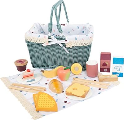 small foot Picnic Basket "tasty", accessories for play kitchens & stores, role-playing toy for kids aged 3+ years, 12325