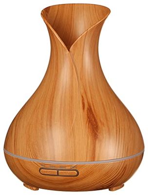 SIXTOL Vulcan Aroma Diffuser licht hout 350 ml | Ultrasone luchtbevochtiger | Voor luchtbevochtiging en geur van thuis, slaapkamer, kantoor | Aromatherapie | Voor etherische oliën