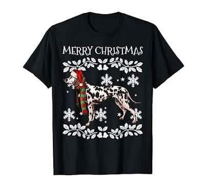 Merry Christmas Ornament Dalmatian Xmas Santa T-Shirt