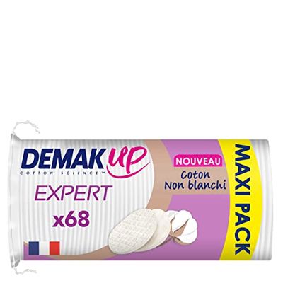 Demak'Up Expert Ovales Cotons à Démaquiller - Visage et Yeux - 100% Fibres de Coton Naturelles - 68 Cotons