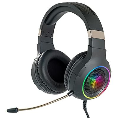 Itek - Cuffie Gaming H430 - Cuffie Gaming con Microfono Flessibile. Cuffie da gioco con Controllo del volume, cancellazione rumore esterno, colori LED. Adatti per PC e console