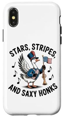 Marching Goose With American Flag Case for iPhone X/XS