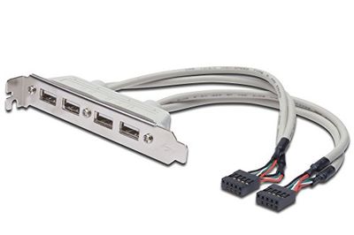 Digitus USB 2.0 Slot Lead - 0,25 m - 2 x IDC (10-Pin) (F) a 4x USB A (F) - 480 Mbps - USB compatível - bege