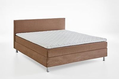 Atlantic Home Collection Lit à Sommier Tapissier avec Lattes et Matelas à Ressorts H3, Bois, Caramel, 160 x 200 cm
