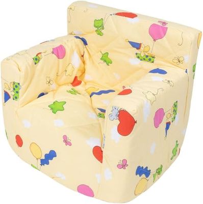 MONDOTUO Fauteuil rembourré rembourré Poupy Jaune pour Enfants, Lavable, réutilisable et Amovible.