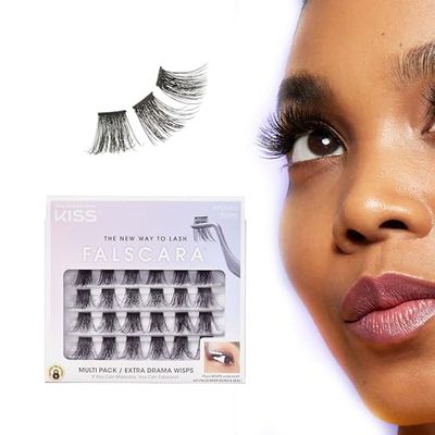 KISS Falscara Wisps Multipack, Style 03, Reusable Featherlight Eyelash Lengthening Wisps Black