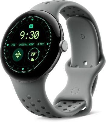 Google Pixel Watch 3 (45 mm) – Android-smartwatch met hartslagmeting, geavanceerd hardlopen vanaf Fitbit, fitness-inzichten, 24-uurs batterij – Matte Hazel aluminium behuizing – Hazel band – Wi-Fi