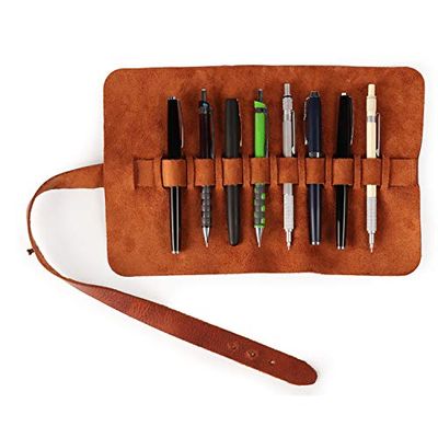 Londo Lederen Pen en Potlood Roll Case (Bruin) OTTO393