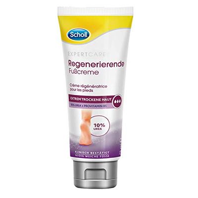 Scholl Expertcare Crema de pies regeneradora intensiva con 10% de urea, para pieles muy secas y agrietadas, con urea y provitamina B5, tolerancia cutánea dermatológicamente probada, 75 ml