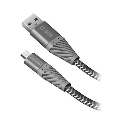 SBS Cavo rifrangente bicolore in fibra aramidica, resiste a 50.000 pieghe, per ricarica e trasferimento dati, connettori USB 2.0 e Micro USB, lunghezza 2 metri
