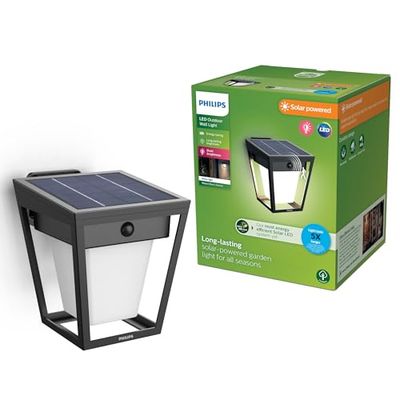 Philips Nissa Applique Murale Extérieure UltraEfficient avec Capteur, 3000 K, 250/25 lm, Noir
