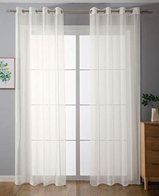 2-pack öljetter gardiner transparent gardinset vardagsrum voile öljettgardin bländarslutning HxB 175 x 140 cm kräm, 203322