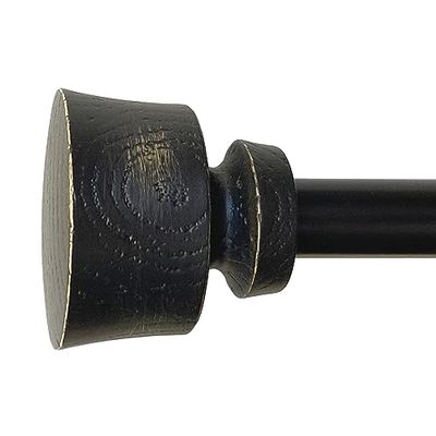 Stockton 26-48 Inch Adjustable Curtain Rod Set, 5/8 Inch Diameter in Distressed Black