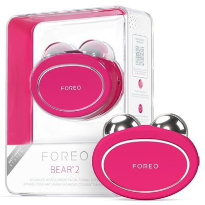 FOREO BEAR 2, Tonificador facial de microcorrientes, Masajeador facial antiarrugas, Lifting facial inmediato, Reafirma y define, Reductor de papada, Fuchsia