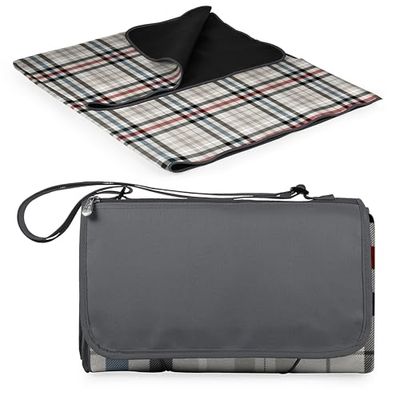 PICNIC TIME Outdoor, Beach, Camping Blanket Tote XL Picnic all'aperto, Spiaggia, Coperta da Campeggio, Poliestere, Carnaby Street Collection-Grigio con Accenti Blu e Rossi, 178 x 203 cm (Rectangular)